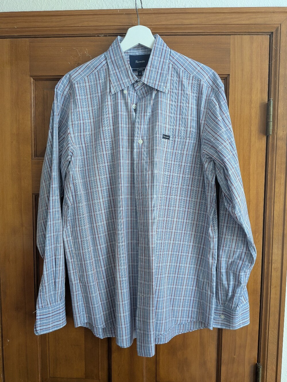 Faconnable Men's Long-Sleeve Plaid Button-Down Shirt - Blue/Red/White